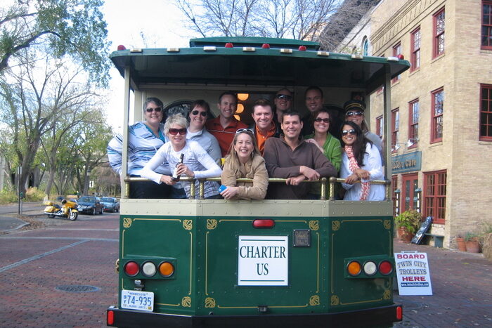 Group on back of trolley