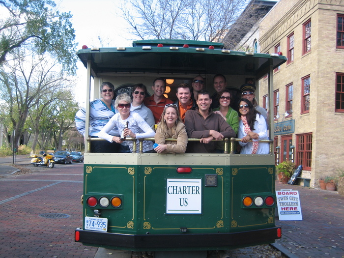 Group on back of trolley